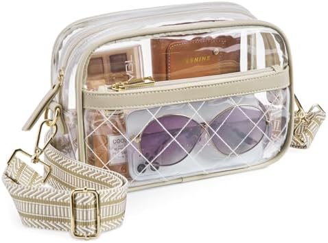 Missnine Clear Bag for Stadium Events Quilted Clear Purse for Women Stadium Approved PVC Crossbody Concert Bag