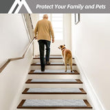 COSY HOMEER Edging Stair Treads Non-Slip Carpet Mat 28inX9in Indoor Stair Runners for Wooden Steps, Edging Stair Rugs for Kids and Dogs, 100% Polyester TPE Backing (10pc, Grey)