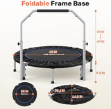 BCAN 40/48" Foldable Mini Trampoline Max Load 330lbs/440lbs, Fitness Rebounder with Adjustable Foam Handle, Exercise Trampoline for Adults Indoor/Garden Workout