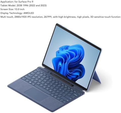 Screen Replacement for Surface Pro 9 2038 1996 2022 2023 Tablet, 13.0 Inch 2880x1920 IPS Display Digitizer Assembly with Tapes