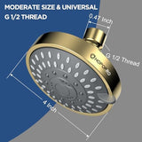 HOPOPRO 5-Mode High Pressure Shower Head - The Washington Post, NBC News, Today TV Show Recommended - High Flow Fixed Showerheads (4 Inch Gold)
