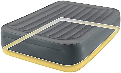 Intex 64125ED Dura-Beam Plus Essential Rest Air Mattress - Fiber-Tech – Queen Size – Built-in Electric Pump – 18in Bed Height – 600lb Weight Capacity