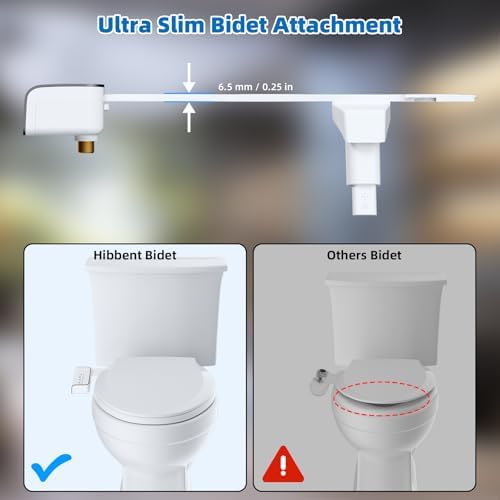 Hibbent Bidet Attachment for Toilet, Non-Electric Dual Nozzle for Frontal & Rear Wash, Adjustable Water Pressure Control, Fresh Water Bidet Toilet Seat, Self Cleaning Water Sprayer, Matte Black