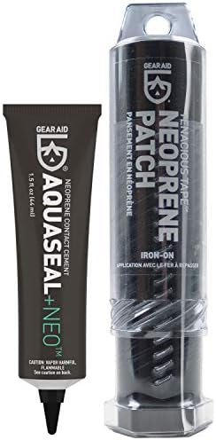 GEAR AID Wetsuit Repair Kit with Iron-On Neoprene Patch and Glue, Fix Seams and Tears