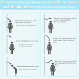 15 Inch Extra Long Adjustable Shower Head Extension Arm With Locking Set Screw, Singing Rain Brass Chrome Angle Height Adjustable, Easy To Install, G1/2 Universal Connector Compatible (Chrome Finish)