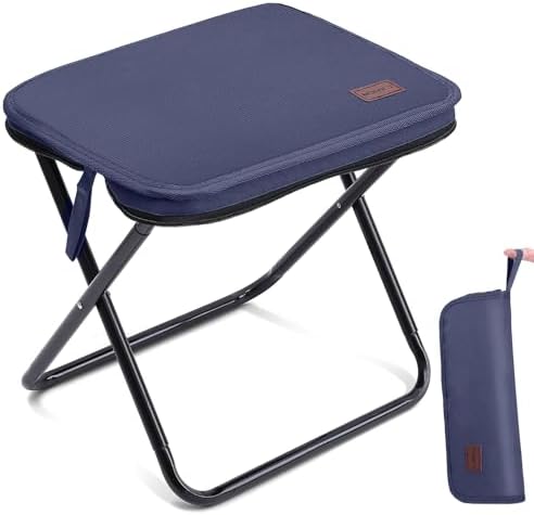 Portable Stool, 13 Inch Small Folding Stool for Adults, Ultralight Blue Camping Stools for Hiking and Fishing, Hold Up to 265 LBS