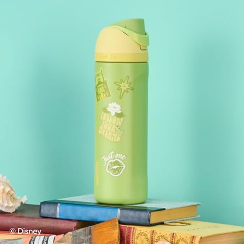 Disney Princess FreeSip Insulated Stainless Steel Water Bottle with Straw for Sports and Travel, BPA-Free Sports Water Bottle, 24 oz, Tiana