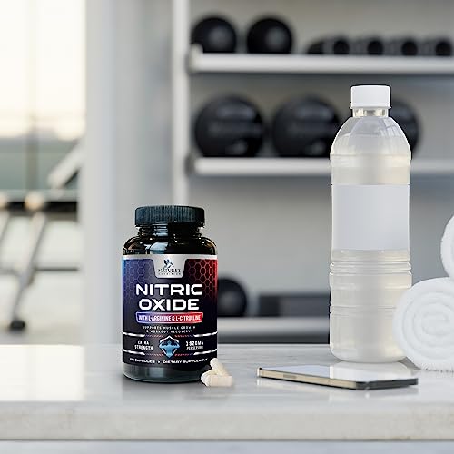 Extra Strength Nitric Oxide Supplement L Arginine 3X Strength - Citrulline Malate, AAKG, Beta Alanine - Premium Muscle Supporting Nitric Oxide Booster for Strength & Energy Supplements - 120 Capsules