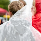 BLUE PANDA 20-Pack Disposable Rain Ponchos with Hood for Kids, Lightweight Emergency Plastic Poncho for Boys & Girls, Ideal for Outdoor Events, Travel, Camping, Hiking, and Festivals, White