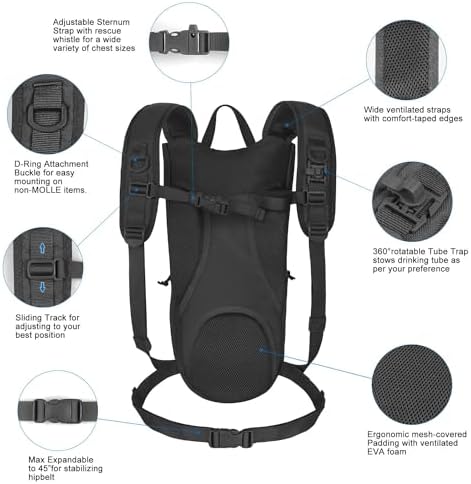 Unigear Tactical Hydration Packs Backpack 1050D with 3L Water Bladder, Thermal Insulation Pack Keeps Liquid Cool up to 4 Hours for Hiking, Cycling, Hunting and Climbing