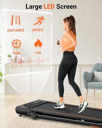 THERUN Walking Pad, 2.5 HP Under Desk, 2 in 1 Foldable for Home, Walking Pad with Handle Bar, 15" Widened Running Belt with Remote Control & LED Touch Screen