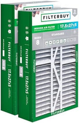 Filterbuy 17.5x27x5 Air Filter MERV 8 Dust Defense (2-Pack), Pleated HVAC AC Furnace Air Filters Replacement for Trane Perfect Fit & American Standard (Actual Size: 17.13 x 26.13 x 4.97 Inches)