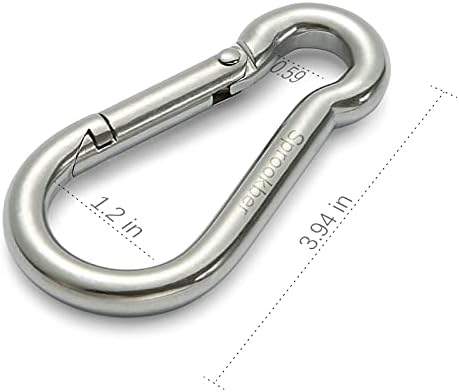 sprookber Stainless Steel Spring Snap Hook Carabiner - 304 Stainless Steel Clips, Set of 6