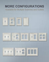 6-Pack Duplex Wall Plate, Decorative Satin Nickel Outlet Cover, Metal Wall Plates for Electrical Outlets, 3.15''*4.88'', Midsize