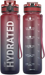 Sahara Sailor Water Bottle 32oz, Durable and Leakproof Water Bottles Motivational with Time Marker, Tritan, BPA Free, Wide Mouth with Easy Clean Brush for Gym, Travel, Home, School, Office (1 Bottle)