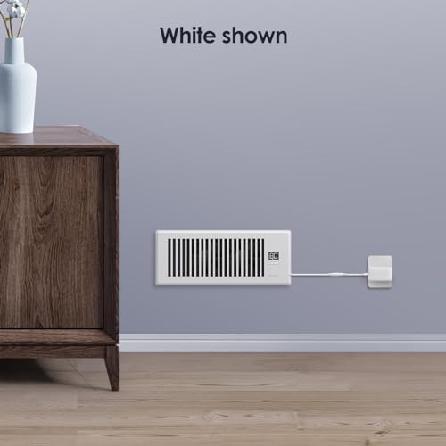 Quiet Register Booster Fan Fits 4" x 12" Register Holes, 10-Speed Smart Heating Cooling AC Vent Fan with Remote Control and Thermostat Control - White