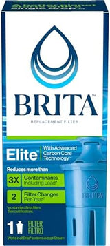 Brita Elite Water Filter Replacement for Pitchers and Dispensers, BPA-Free, Reduces 99% of Lead, Lasts Six Months or 120 Gallons, Includes 1 Pitcher Replacement Filter