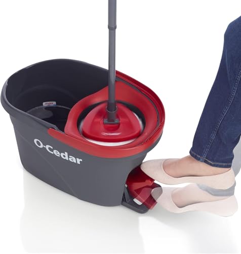 O-Cedar Easywring Microfiber Spin Mop & Bucket Floor Cleaning System with 3 Extra Refills