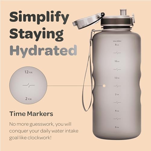 Hydracy Water Bottle with Time Marker -Large BPA Free Water Bottle & No Sweat Sleeve -Leak Proof Gym Bottle with Fruit Infuser Strainer & Times to Drink -Ideal for Fitness Sports & Outdoors