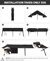 Sportneer Camping Cot: 78.3"x28.7"x14.6" Comfort Cot Bed for Camping Traveling Guest Bed, Sleeping Cots for Adults with Side Pockets & Storage Bag - Ease of Assembly, Support 330 Lbs