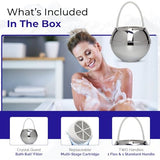 Crystal Quest Bath Ball Water Filter for Bathtub - 3-Stage Filtration, Removes Chlorine, Chloramine & Byproducts, 2,500 Gallons, BPA Free, pH Balanced Water, Fits All Tubs, Easy Install, Built in USA