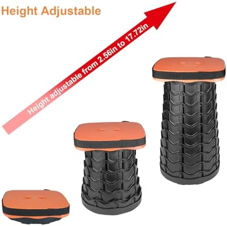Boreeman Upgraded Collapsible Stool, Square Portable Stool, Lightweight Yet More Sturdy with Load Capacity 400lbs, Perfect for Camping Fishing Hiking BBQ (Square Orange)