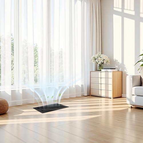4 x10 Floor Registers, Floor Vent Covers 10 Pack, Heavy Duty Steel Walkable Vent Covers for Home Floor, Easy Adjust Air Supply Lever, for Sidewall and Floor, Black