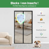 Magnetic Screen Door Mesh Keeps Bugs Out: Door Screen Magnetic Closure 40" x 83" Fits Door Size 38" x 82" - Magnetic Door Curtain Heavy Duty Fiber Fabric Washable - Hands Free Entry