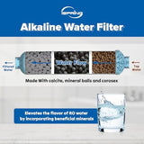 iSpring FA15 Alkaline Inline Water Filter Cartridge, 10” x 2” with 1/4” Quick Connect, NSF Certified, Add-on for RO Systems, Balances pH & Restores Minerals, 3-Layer Replacement Filter