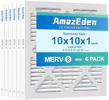 10x10x1 AC Air Filter MERV 8 (6-Pack) MPR 600 FPR 5 HVAC Furnace Pleated Filters Dust Defense Air Filters Replacement (Exact Dimensions: 9.81x9.81x0.81 Inches)