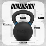 Yes4All Powder Coated Cast Iron Kettlebell Strength Training Kettlebells Weight Set for Full Body Workout, Home Gym