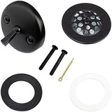Matte Black Trip Lever Tub Trim Kit Set with Trip Lever Overflow Face Plate, No putty Gasket,Trip Lever Bathtub Drain with Strainer, Overflow and Matching Screws, No putty installation By Artiwell