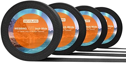 Heavy Duty Nylon Webbing Strap 12 Yards, Heavyweight Nylon Straps, Flat Webbing Strapping for Outdoor DIY Gear Repair