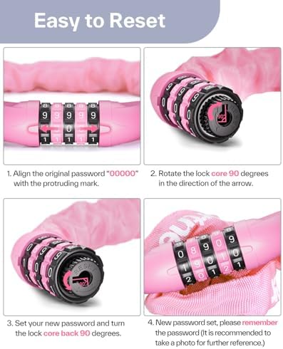 Sportneer Bike Lock: 5 Digit Combination High Security Anti Theft Bike Chain Lock - 3.2/3.6/4ft Heavy Duty Keyless Bicycle Lock for Bike, Motorcycle, Scooter, Door & Gate - 4/6mm Thick, Easy to Use
