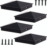 Azdele 6x6 Aluminum Pyramid Post Caps Cover for 6x6 Nominal Wood Post(Actual 5.5" x 5.5" Wood Post), with Matte Finish Powder Coated Surface, for Fences Wood Post of Decks or Corridors(Black, 4Pack)