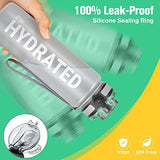 Sahara Sailor Water Bottle 32oz, Durable and Leakproof Water Bottles Motivational with Time Marker, Tritan, BPA Free, Wide Mouth with Easy Clean Brush for Gym, Travel, Home, School, Office (1 Bottle)
