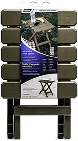 Camco Adirondack Portable Outdoor Camping Small Weatherproof Rustproof Durable Plastic Folding Side Table for Indoor and Outdoor Use, 2 Pack, Taupe