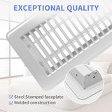 4" x 12" Floor Register 2 Pack - Heavy Duty Steel Walkable Floor Vents - Easy Adjust Air Supply Lever - Vent Covers for Home (White)