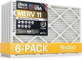 BNX TruFilter 16x25x1 Air Filter MERV 11 (6-Pack) - MADE IN USA - Allergen Defense Electrostatic Pleated Air Conditioner HVAC AC Furnace Filters for Allergies, Dust, Pet, Smoke, Allergy MPR 1200 FPR 7