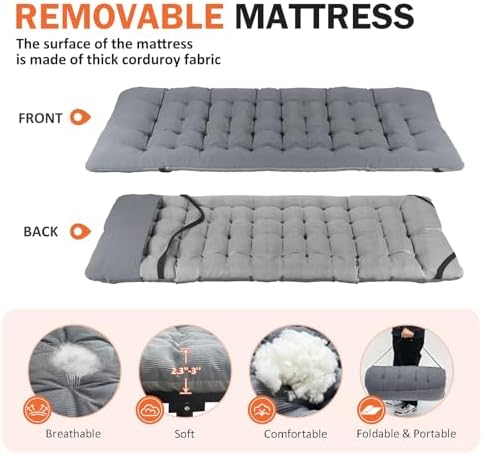 ATORPOK Camping Cot for Adults with Cushion Comfortable,Portable Folding Bed for Sleeping Supports 450 lbs (Gray)