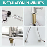 AIMADI Commerical Kitchen Faucet with Sprayer,Single Handle Pull Down Sprayer Kitchen Sink Faucet with LED Light Two Spout,Brushed Nickel