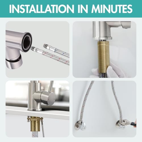 AIMADI Contemporary Kitchen Sink Faucet,Single Handle Stainless Steel Kitchen Faucets with Pull Down Sprayer,Brushed Nickel