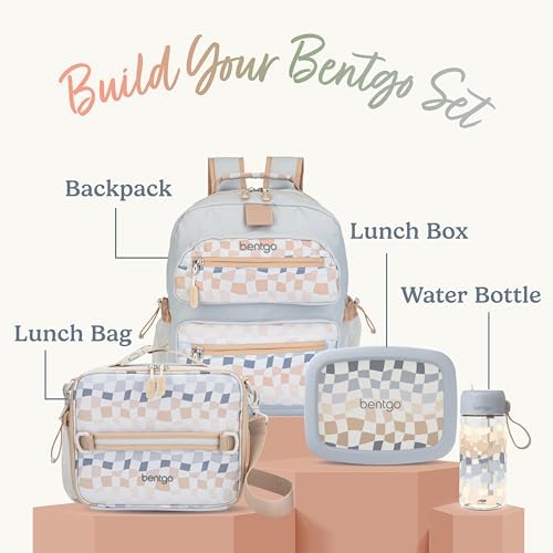 Bentgo Kids Water Bottle (Whimsy & Wonder Collection) - Leak-Proof Durable Tritan 15 oz. Cup for Kids/Toddlers 3+; Flip-Up Safe-Sip Straw for School, Sports, Daycare, Camp & More (Checker Gradient)