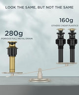 FORIOUS Square Gold Bathroom Faucet Widespread 8 Inch, 2 Handle Brushed Gold Bathroom Sink Faucet 3 Hole with Metal Drain, 24" CUPC Supply Lines and Spare Aerator, Vanity Sink Remodel