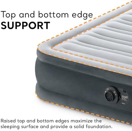 Intex Mid-Rise Air Mattress Bed with Built-in Pump, Dura-Beam Deluxe Comfort Plush, Full - Portable Luxury Travel Airbed for Adults, Camping, Guests