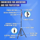 Tactical Walking Stick Staff Self Defense Stun Gun, 2 Bright LED Light Modes, Military Grade Aluminum, USB Charging Port/Fan, Outdoor Adventures, Trekking, Survival Hiking Tactical Tool