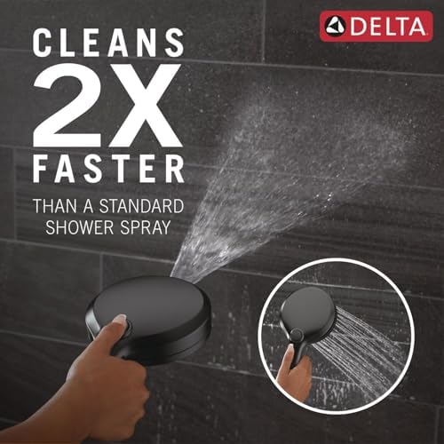 Delta Faucet 6-Setting In2ition 2-in-1 Dual Shower Head with ProClean Spray, Matte Black Round Shower Head with Hose, Hand Held Shower Head, Matte Black 75655BL