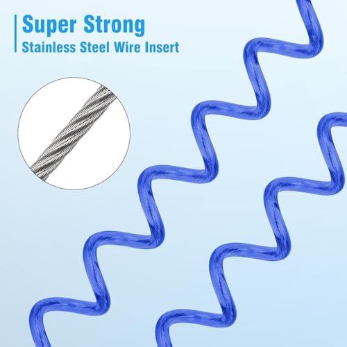 10 PCS Heavy Duty Fishing Lanyards with 2 Sizes, Retractable Safety Fishing Tool Ropes Steel Wire Coiled Lanyard with Carabiner and Keychain, Leash Rod Tether Accessories for Pliers Boating Kayak