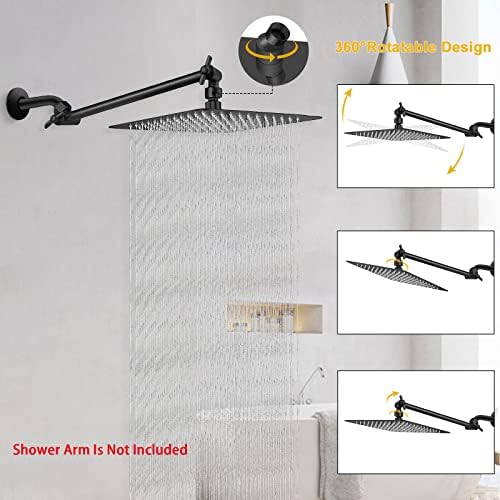 NearMoon Rain Shower Head, High Flow Stainless Steel Square Rainfall Shower, High Pressure Design, Awesome Shower Experience Even At Low Water Flow (10 Inch, Matte Black)