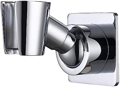 YDmeet Shower Head Holder, Adjustable Handheld Brass Shower Head Bracket, Wall Mount Holder, Drill Free Glue Installation (Polished Chrome)